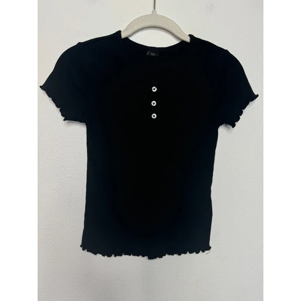 Art Class Ribbed Knit Tops 2 Pack Size L Black Pink Short Sleeve Cotton Blend